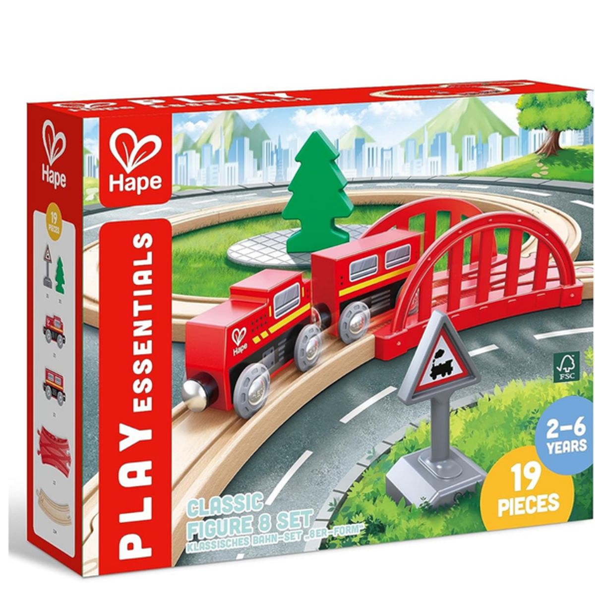 HAPE - Set ferroviario de madera 19 piezas