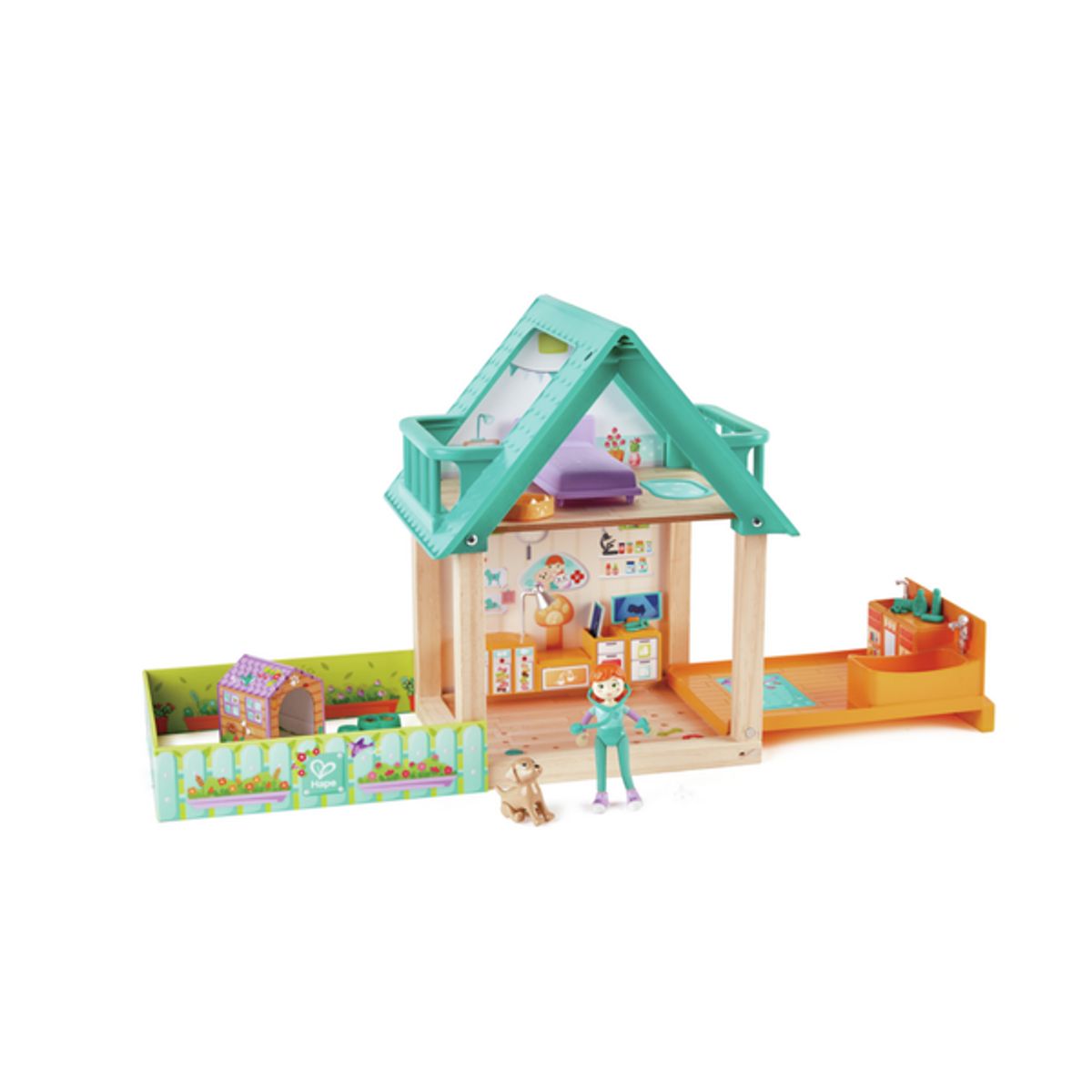 HAPE - Set de veterinario amigos peludos de madera 31 piezas