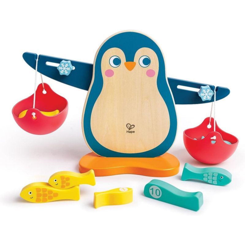 HAPE - Balanza de madera modelo pingüino 10 piezas Play Essentials