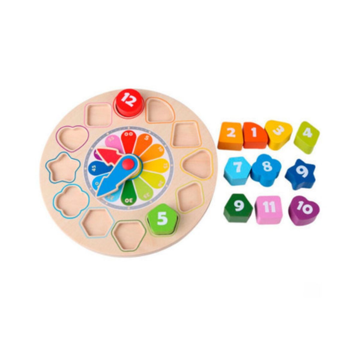 HAPE - Reloj encaje de colores de madera Play Essentials