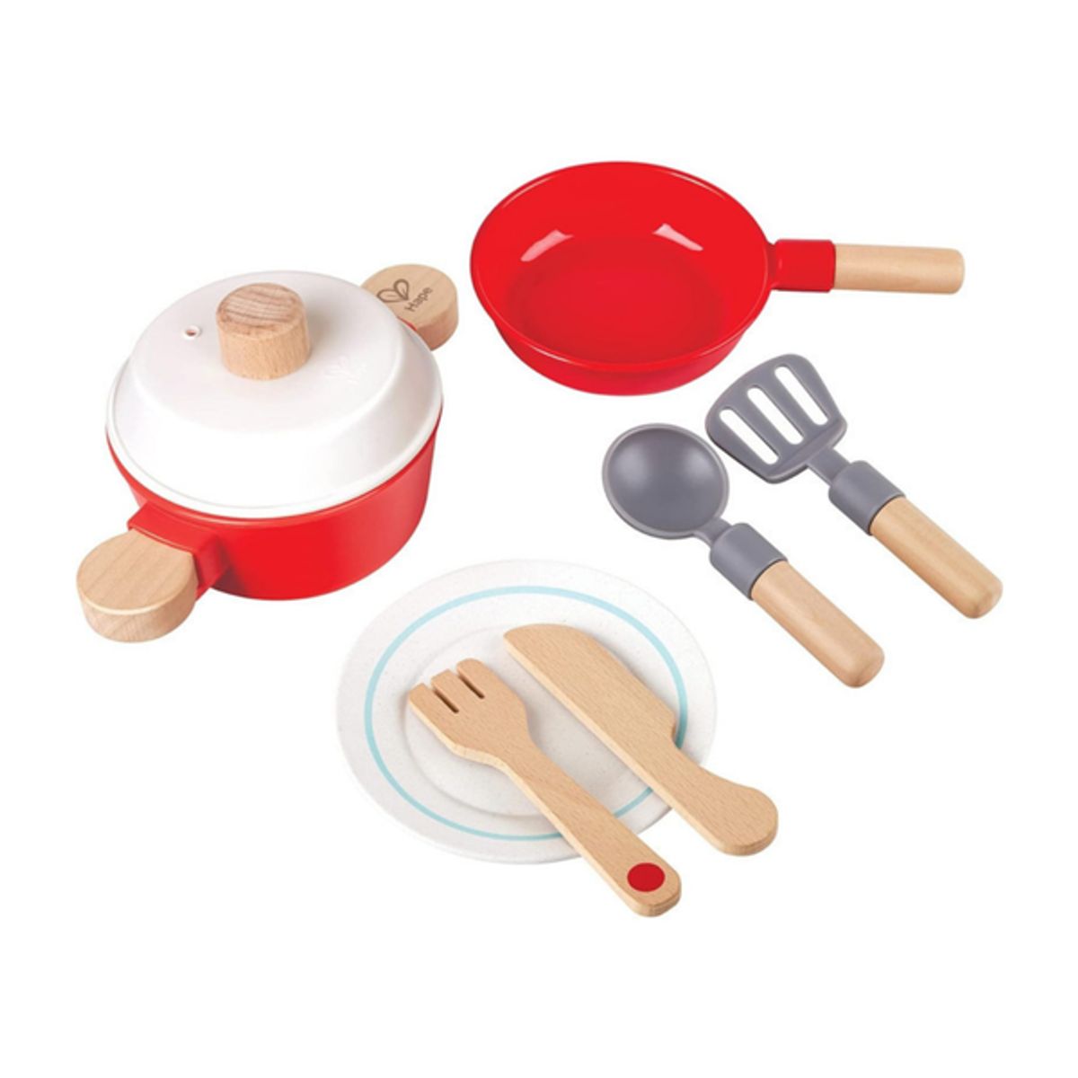 HAPE - jueCocina ollas y platos de madera y plástico
