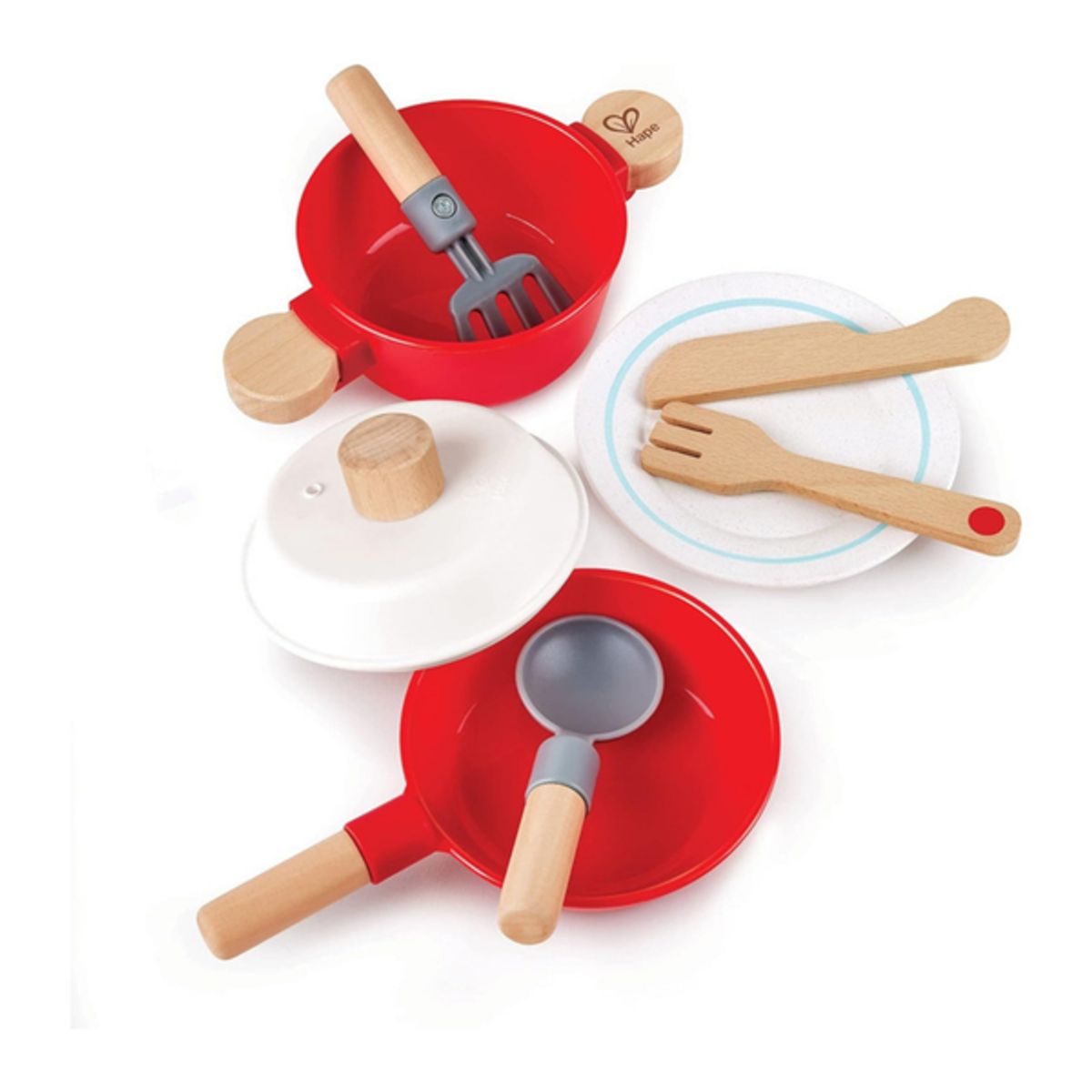 HAPE - jueCocina ollas y platos de madera y plástico