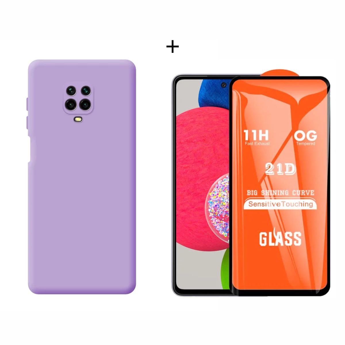 GENERICO - CASE SILICONA PARA REDMI NOTE 9 PRO /NOTE 9S COLOR LILA + MICA