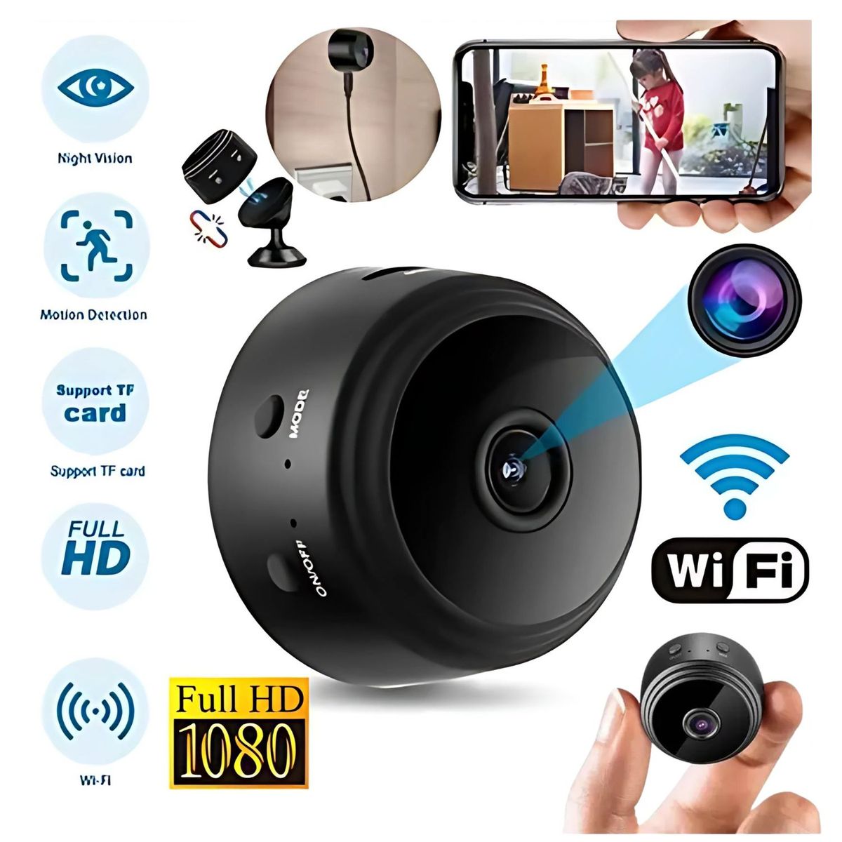 OEM - Cámara Mini Espia A9 Inalámbrica 1080 HD 30 fps