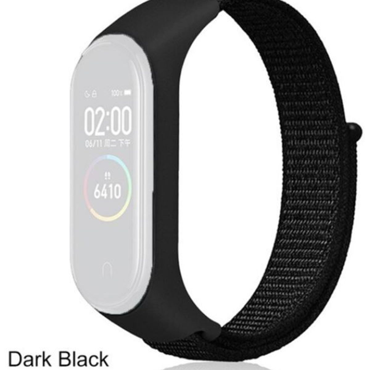 GENERICO - Correa Nylon Compatible Con Xiaomi Mi Band 5, 6 Y 7 -Negro