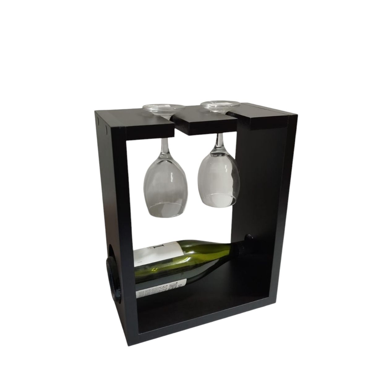 GENERICO - Porta botella y copas en melamina wengue