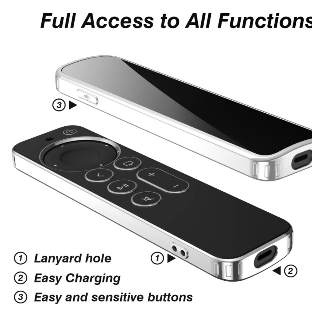 GENERICO - Funda Transparente de Silicona para Control TV - Black