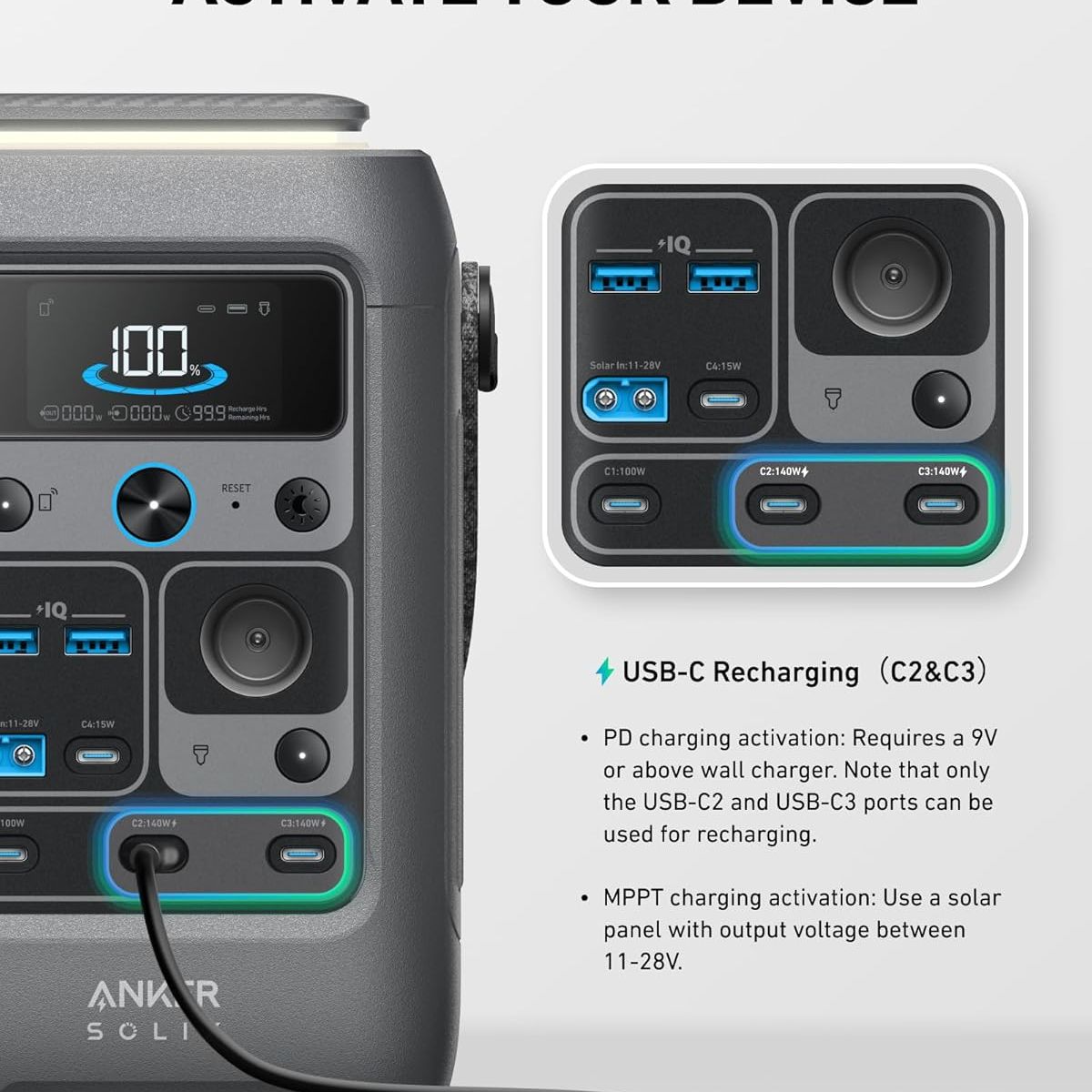 ANKER - POWER BANK ANKER SOLIX C300 - 300W - 90000 MAH - 7 PUERTOS DE CARGA