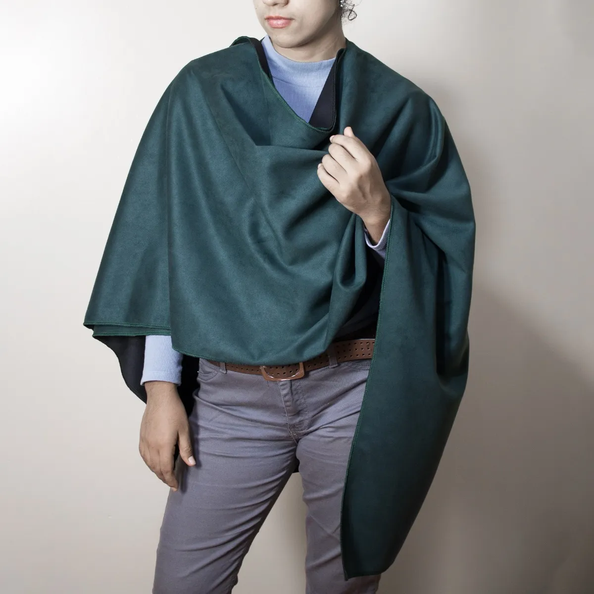 GENERICO - CHAL PONCHO ELEGANTE REVERSIBLE DOS COLORES