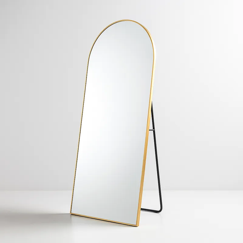 ANYHOGAR - Espejo De Suelo Ovalado Con Soporte Dorado De Lujo 160x50cm