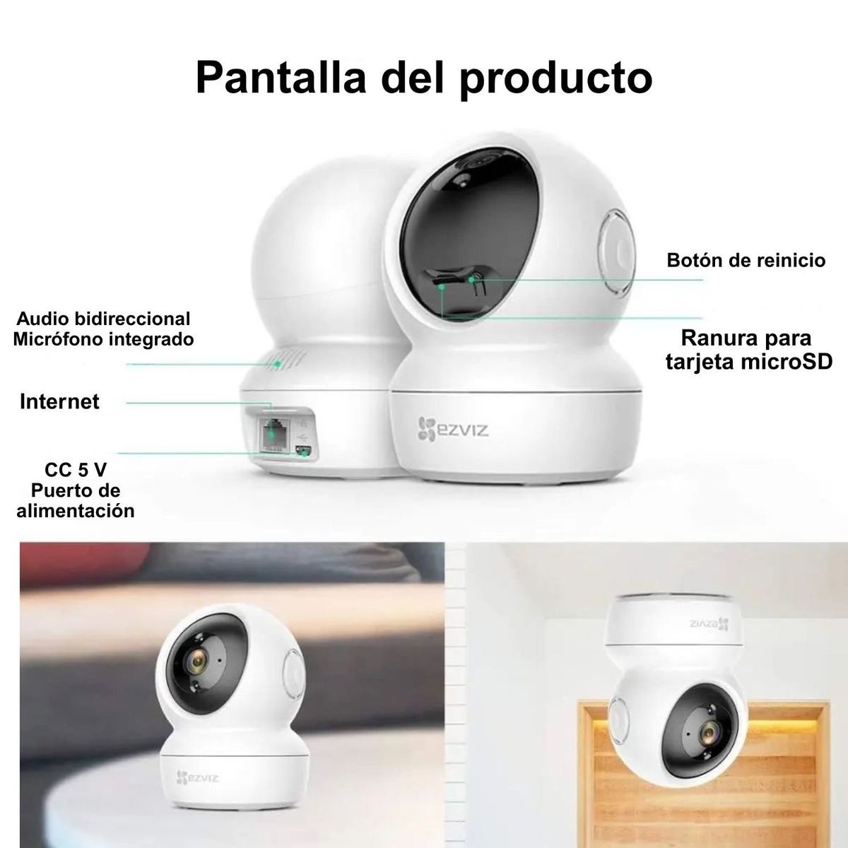 EZVIZ - CÁMARA H6C IP PT INTERNA 2MP WIFI