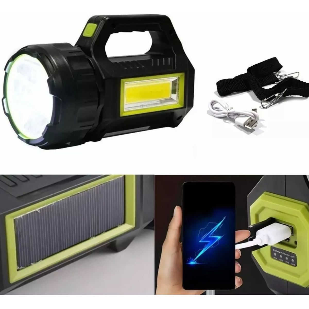 QUICK - Linterna Led Largo Alcance Recargable Usb 600mts 6 Funciones