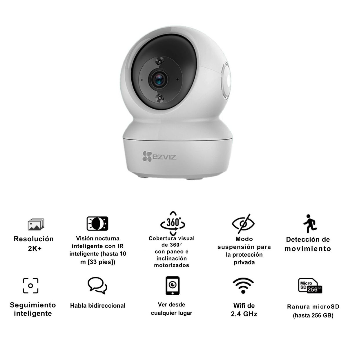 EZVIZ - CÁMARA SEGURIDAD EZVIZ H6C 3MP PRO WIFI GIRA 360 LLAMADA