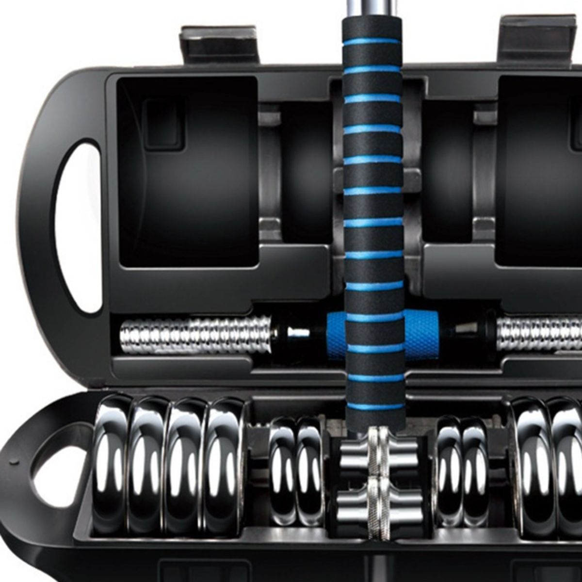 EASY FIT - Mancuernas Cromadas 20kg Ajustables + Barra Unibles