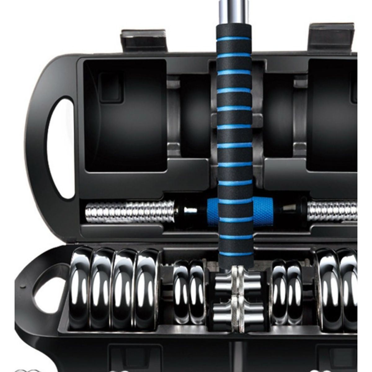 EASY FIT - Mancuernas Cromadas 20kg Ajustables + Barra Unibles