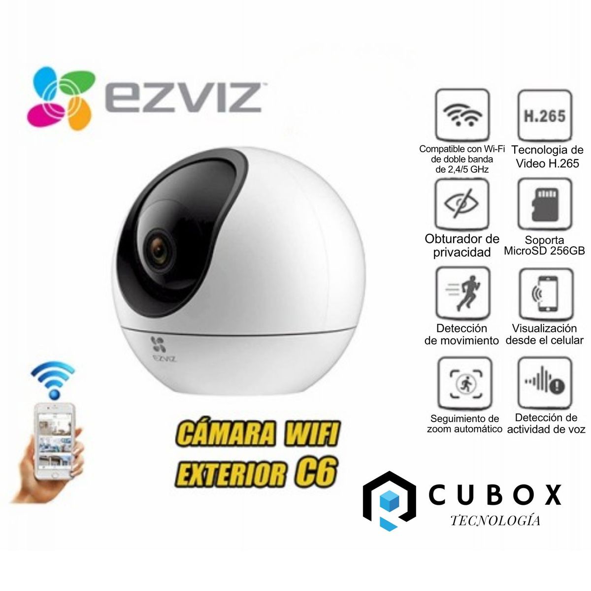 EZVIZ - Cámara Ezviz C6 Inalámbrica Wifi 360