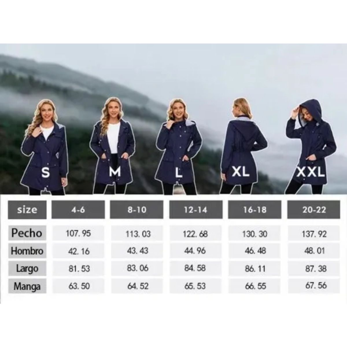 GIOIO - Chamarra Con Capucha Extraíble Abrigo De Mujer Impermeable