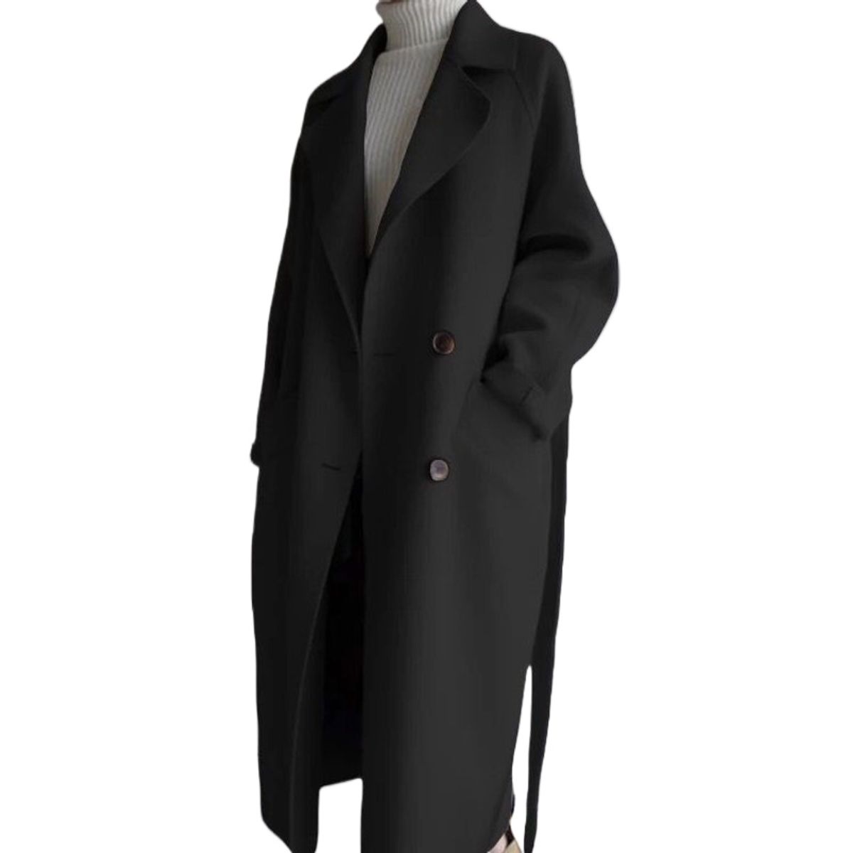 GIOIO - Abrigo Mujer Mezcla Lana Largo Entallado Oversize​