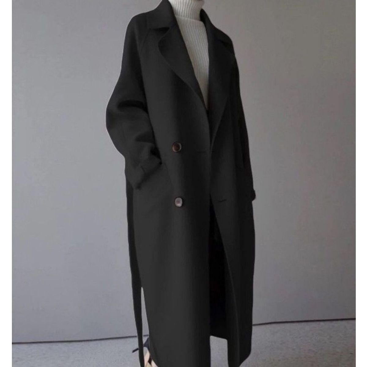 GIOIO - Abrigo Mujer Mezcla Lana Largo Entallado Oversize​