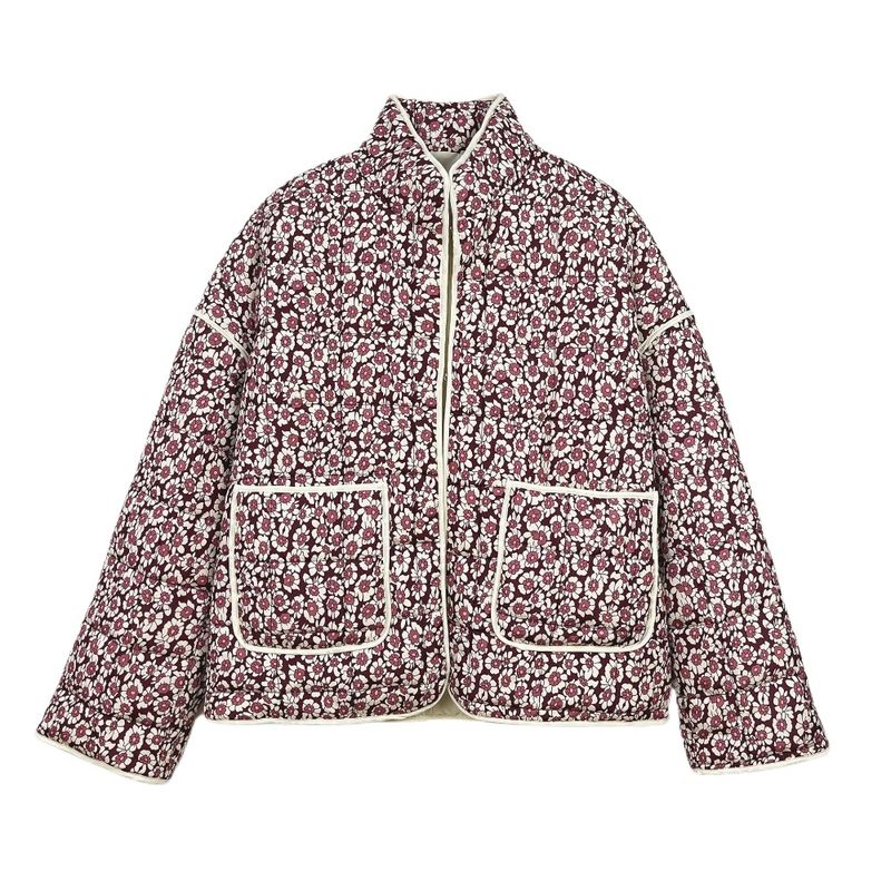 GIOIO - Abrigo Mujer Floral Acolchado Entallado Casual​