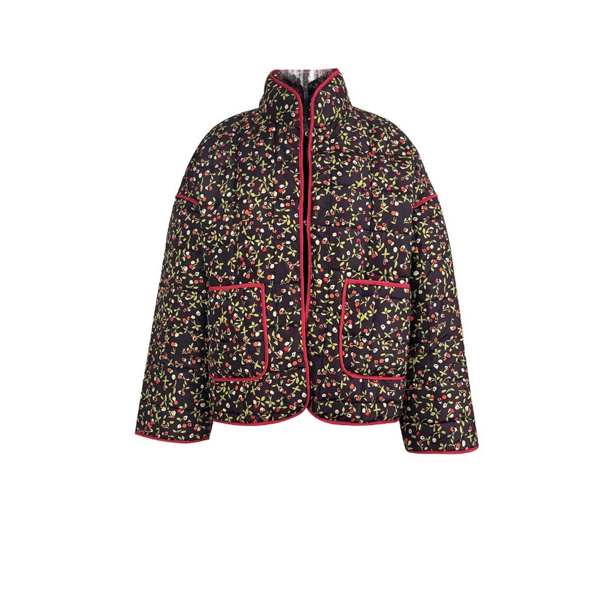 GIOIO - Abrigo Mujer Floral Acolchado Entallado Casual​