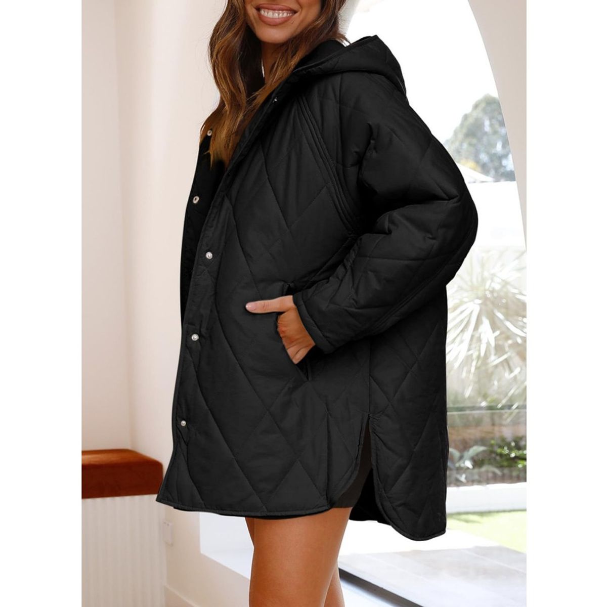 GIOIO - Chaqueta Mujer Liviana Acolchada Diamante Cálida Capucha​