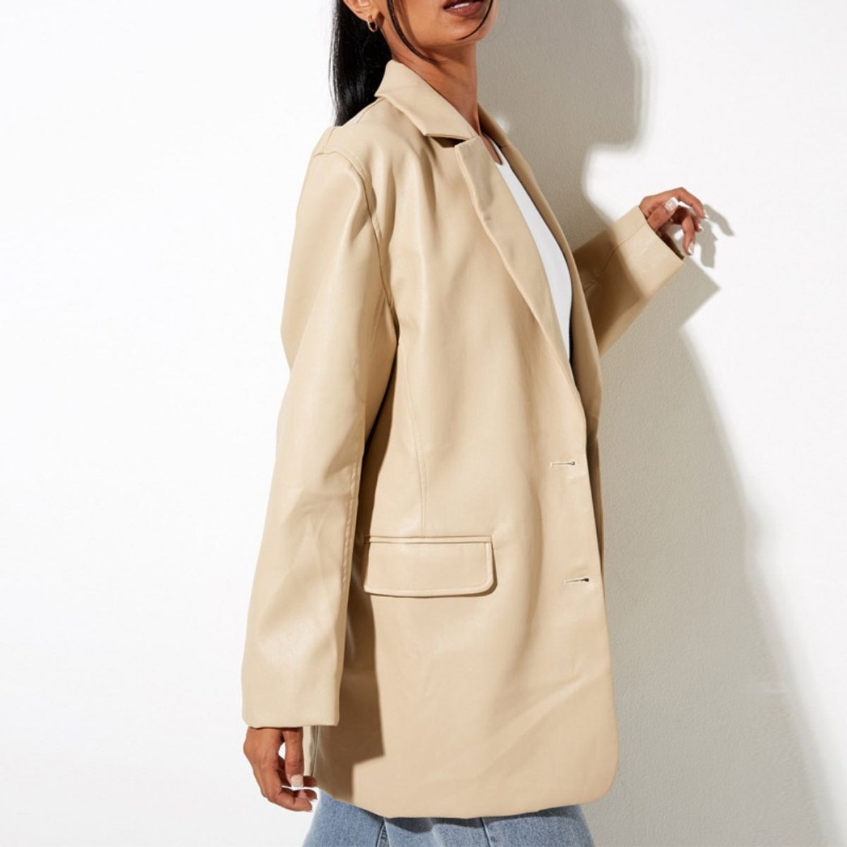 GIOIO - Saco Piel Mujer Caliente Informal Elegante Ajustada​