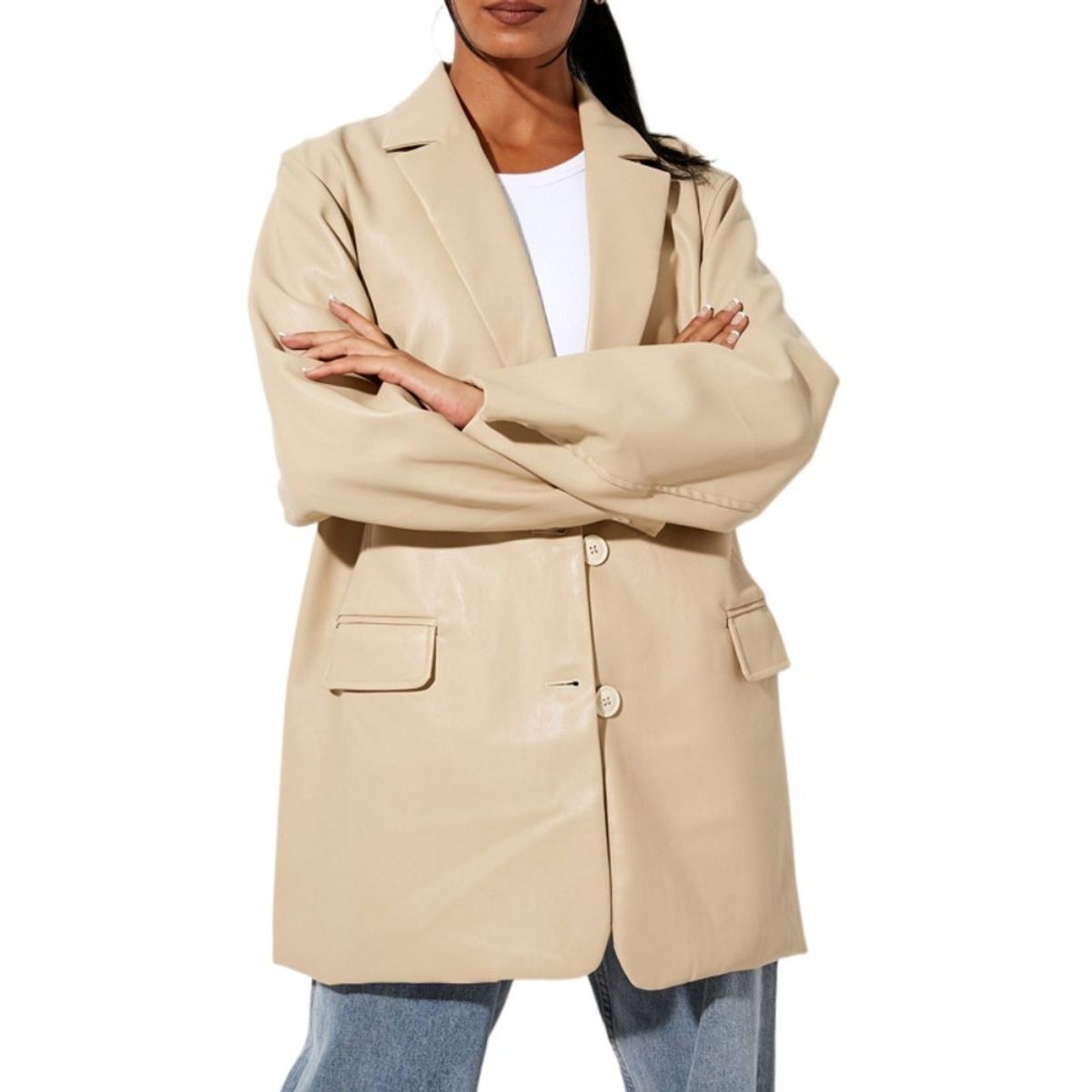 GIOIO - Saco Piel Mujer Caliente Informal Elegante Ajustada​