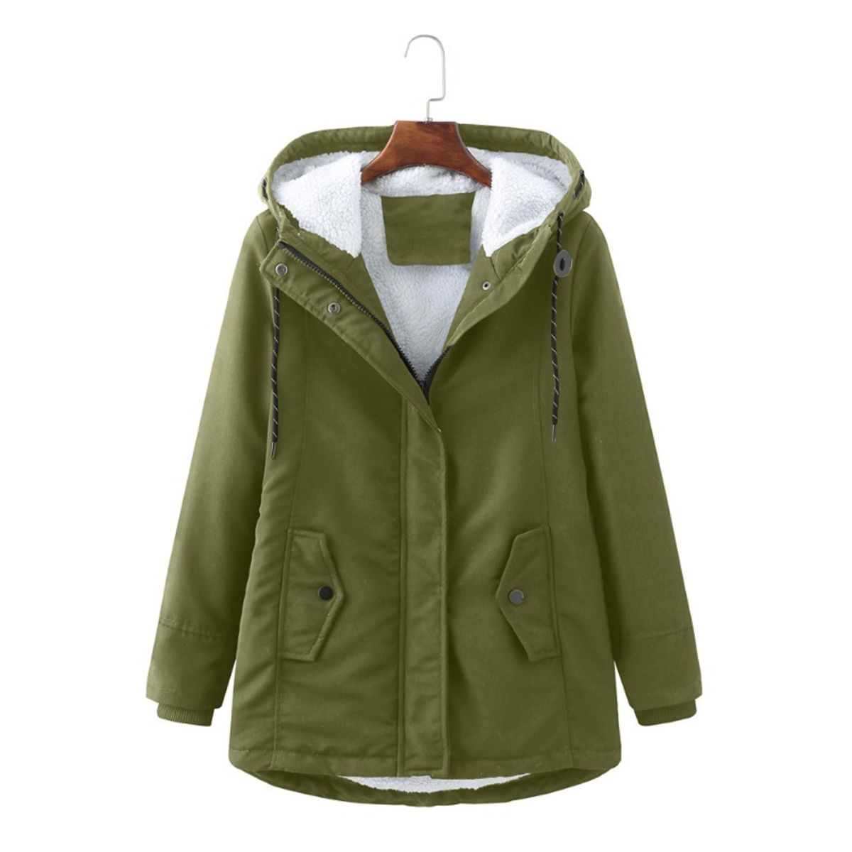 GIOIO - Parka Mujer Ecopiel Corderito Capucha Entallada Calor Verificado​