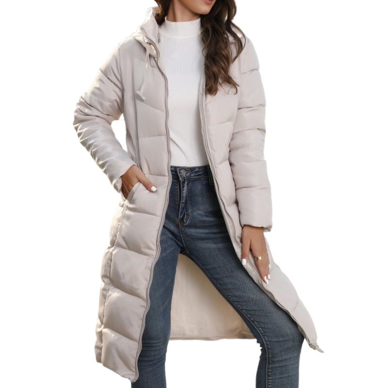 GIOIO - Abrigo Mujer Mediano Capucha Relleno Sintético Premium Ajustado Cálido