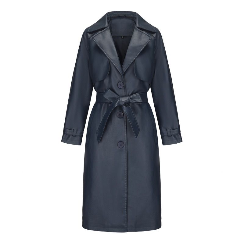 GIOIO - Gabardina Mujer Sintético Largo Cinturón Clásico Fluido Moderno​