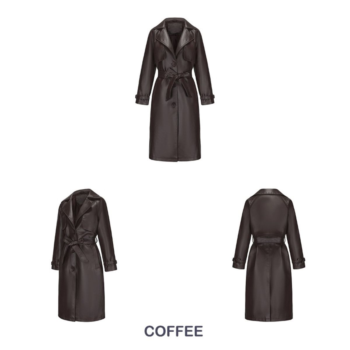 GIOIO - Gabardina Mujer Sintético Largo Cinturón Clásico Fluido Moderno​