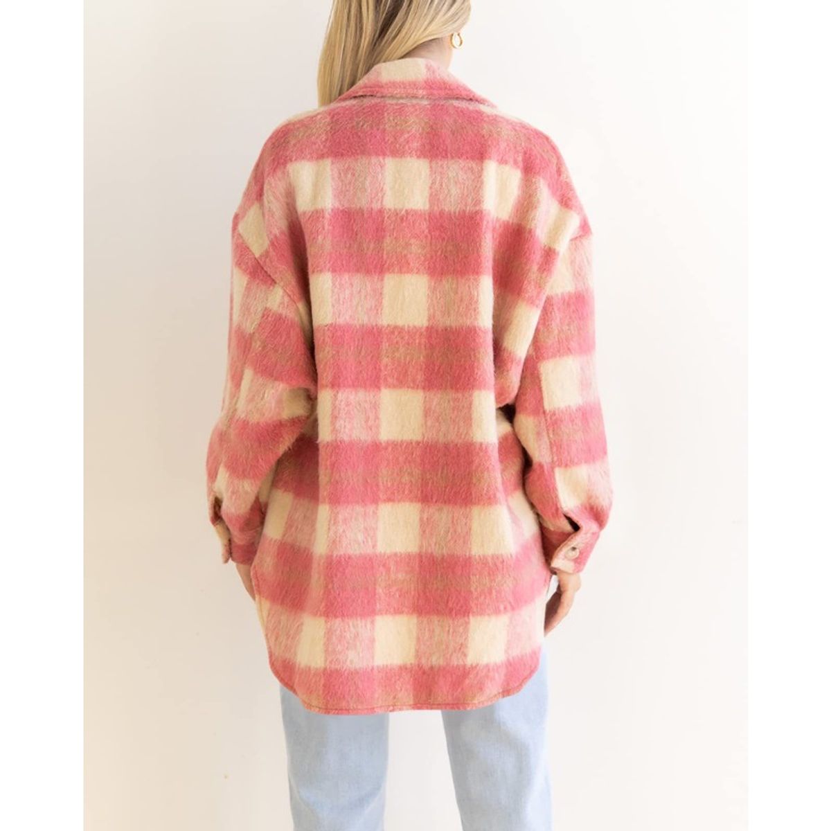 GIOIO - Abrigo Mujer Cuadros Lana Gruesa Elegante Corte Preciso​