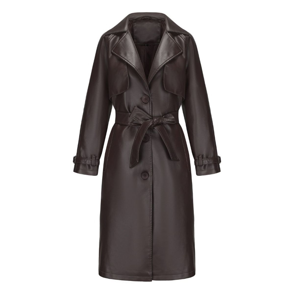 GIOIO - Gabardina Mujer Sintético Largo Cinturón Clásico Fluido Moderno​