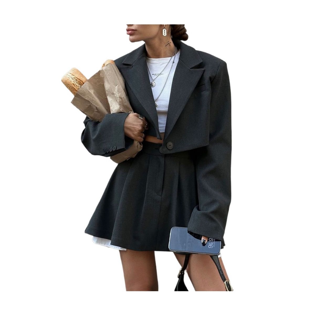 GIOIO - Conjunto Saco Minifalda Mujer Preciso Oficina Moderno​