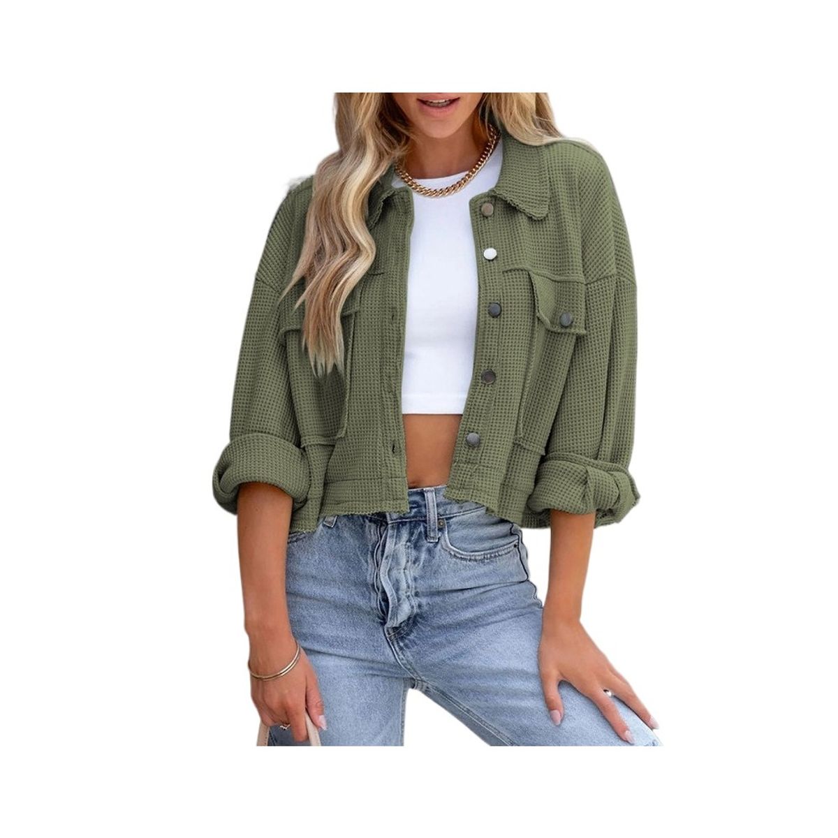 GIOIO - Cárdigan Mujer Cuadros Cruzados Oficina Elegante Abrochado Abierto​