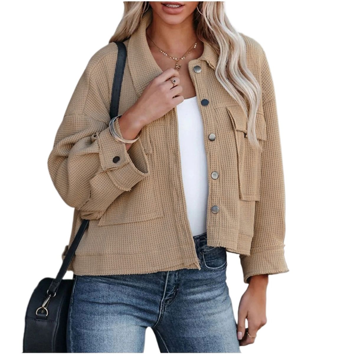 GIOIO - Cárdigan Mujer Cuadros Cruzados Oficina Elegante Abrochado Abierto​