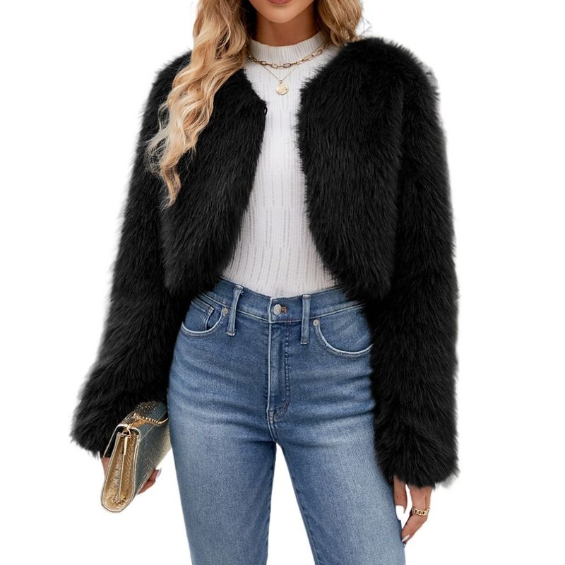 GIOIO - Abrigo Mujer Corto Ecopiel Urbano Moderno Cálido Versátil​