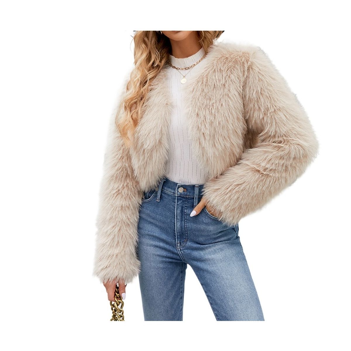 GIOIO - Abrigo Mujer Corto Ecopiel Urbano Moderno Cálido Versátil​