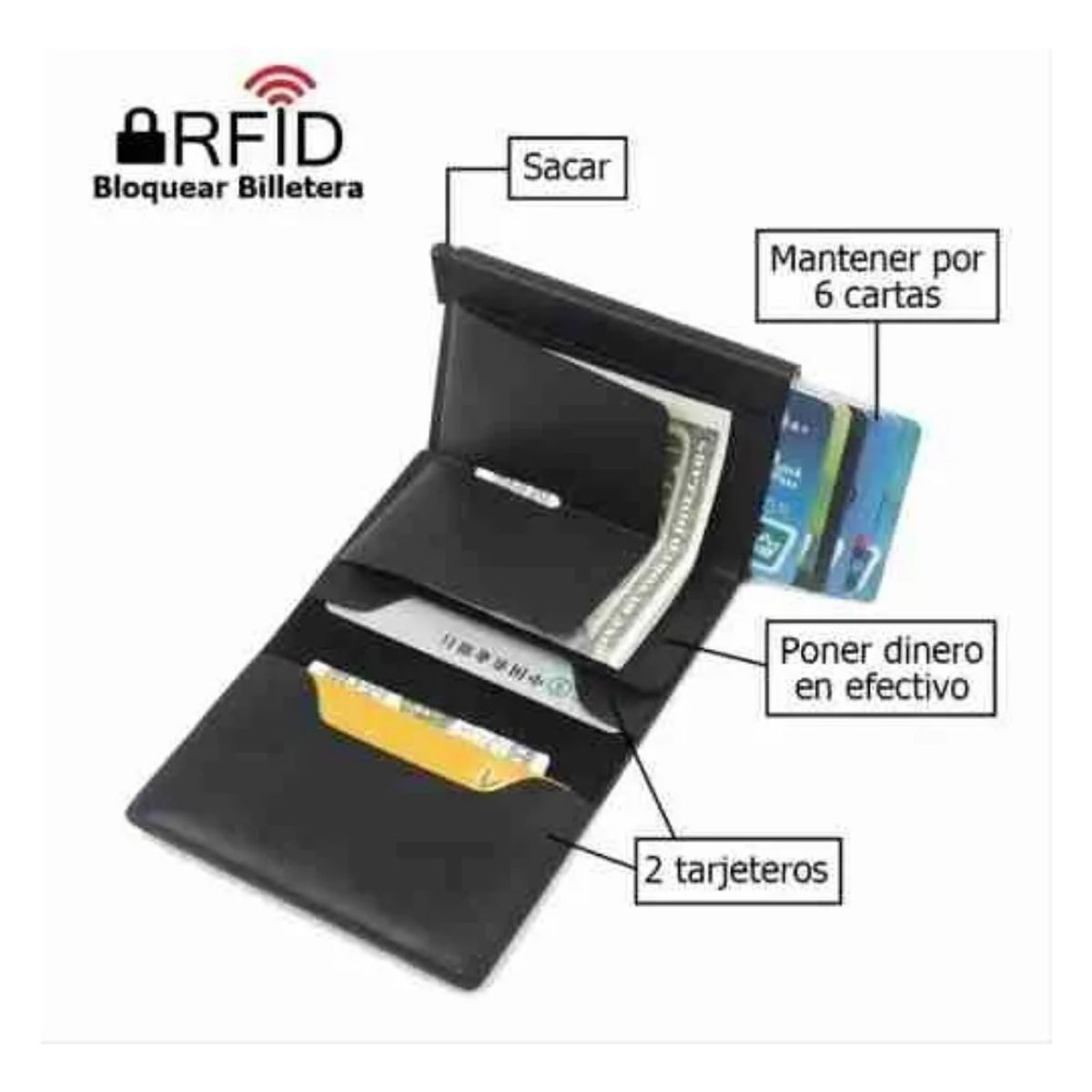 GIOIO - Cartera Tarjetero Billetera Unisex De Cuero Protección Rfid