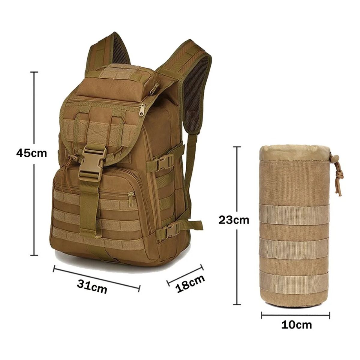 GIOIO - Mochilas Tacticas Militares Cámping Senderismo Impermeable-Marrón