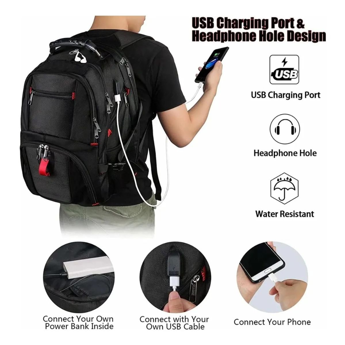 GIOIO - Mochila de Viaje para Laptop 17 Hombre