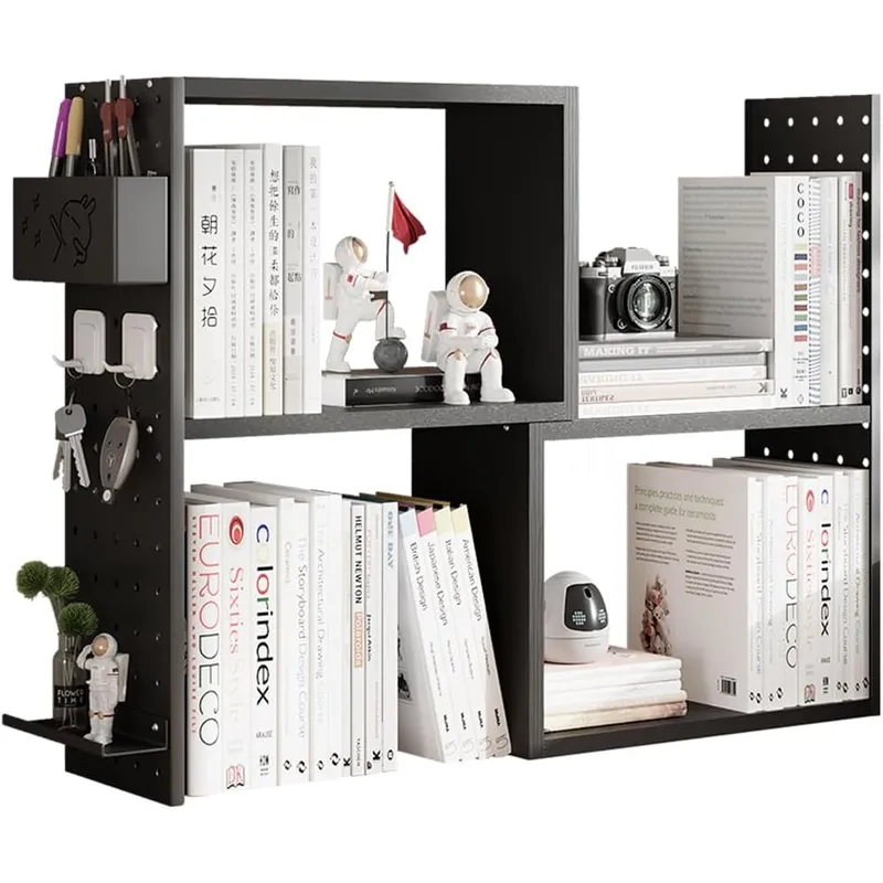 ANYHOGAR - Negro Organizador De Escritorio Multifuncional Estanteria Repisa-