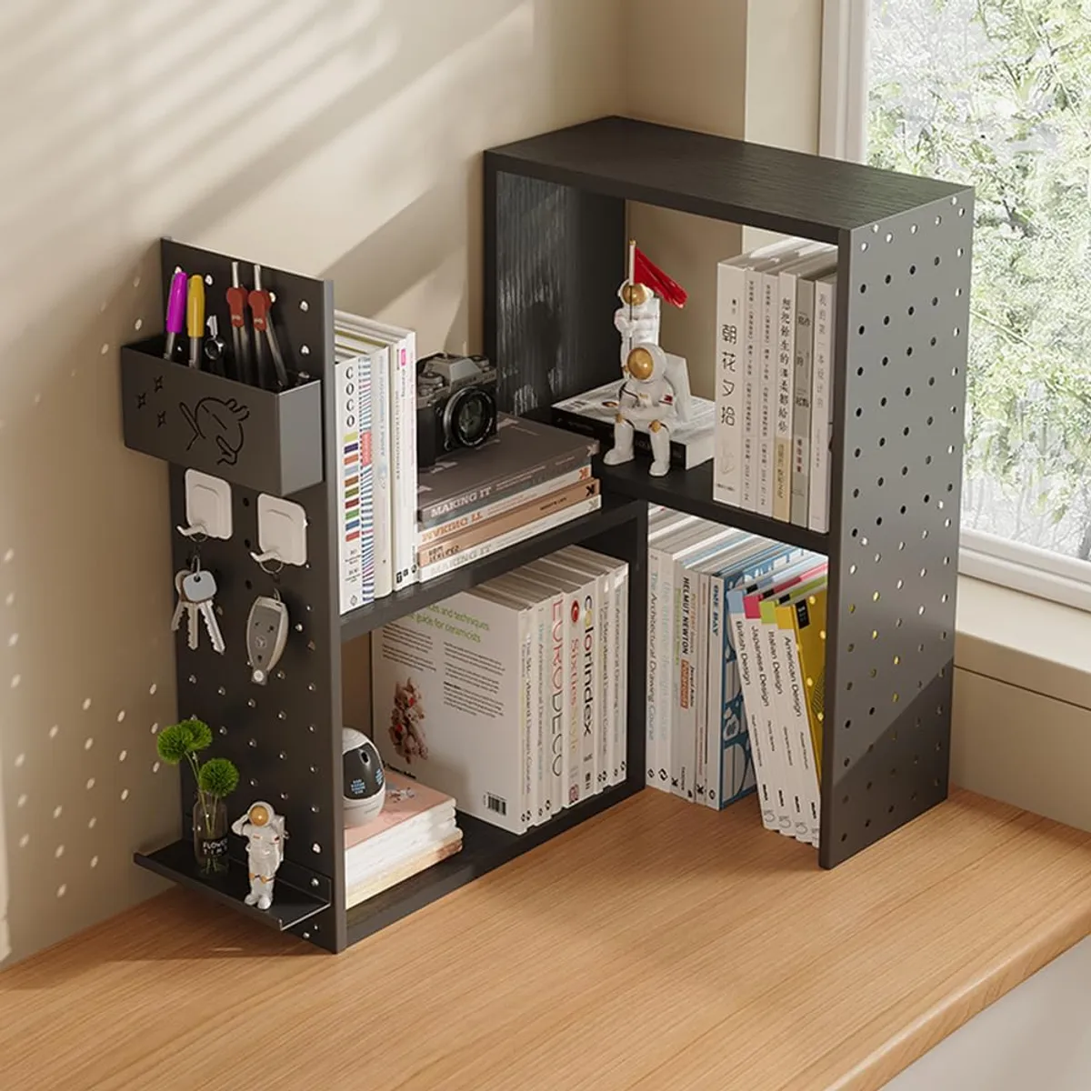 ANYHOGAR - Negro Organizador De Escritorio Multifuncional Estanteria Repisa-