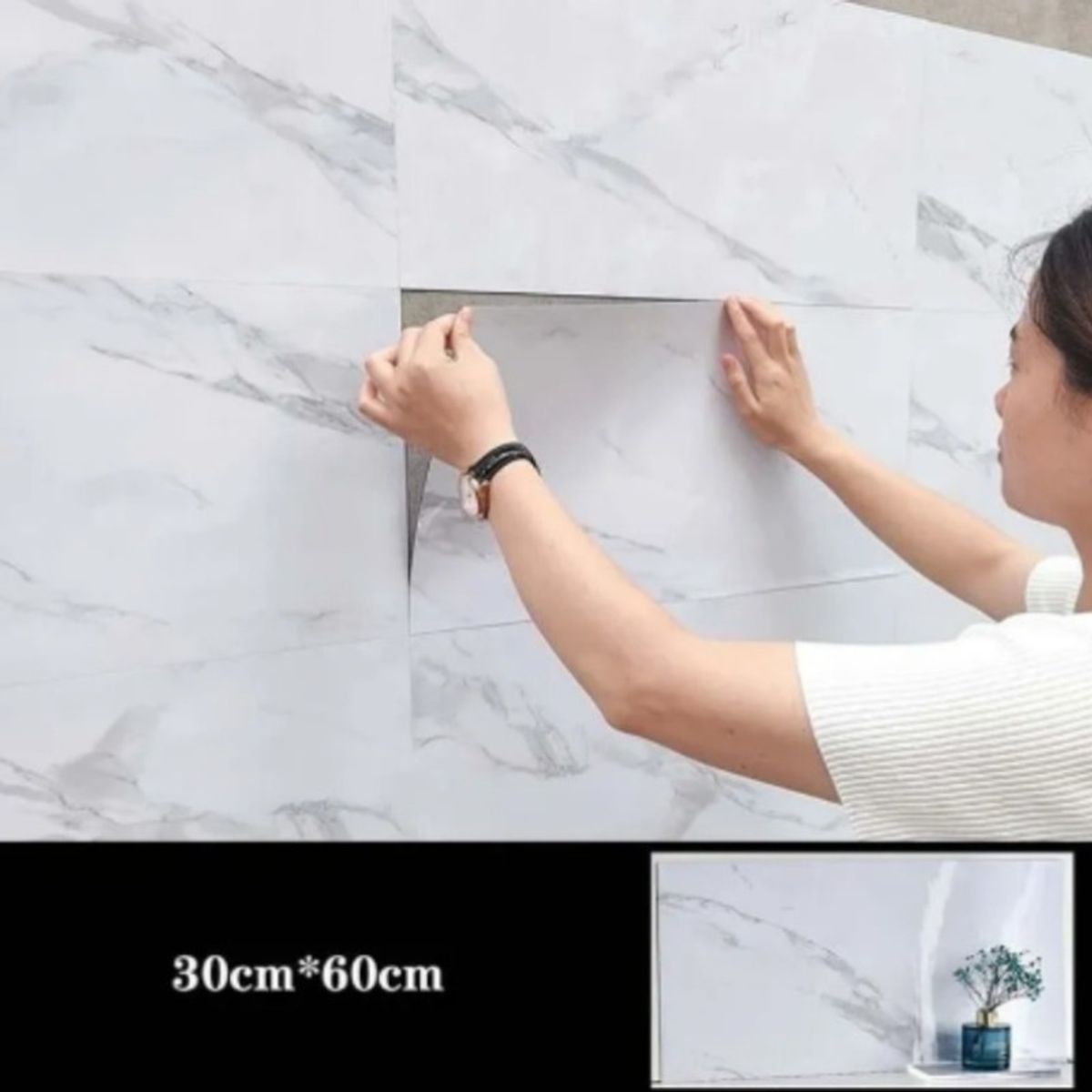 U BUY - Pack 50 Laminas Autoadhesivas Pared Marmol Pvc Impermeable - Blanco