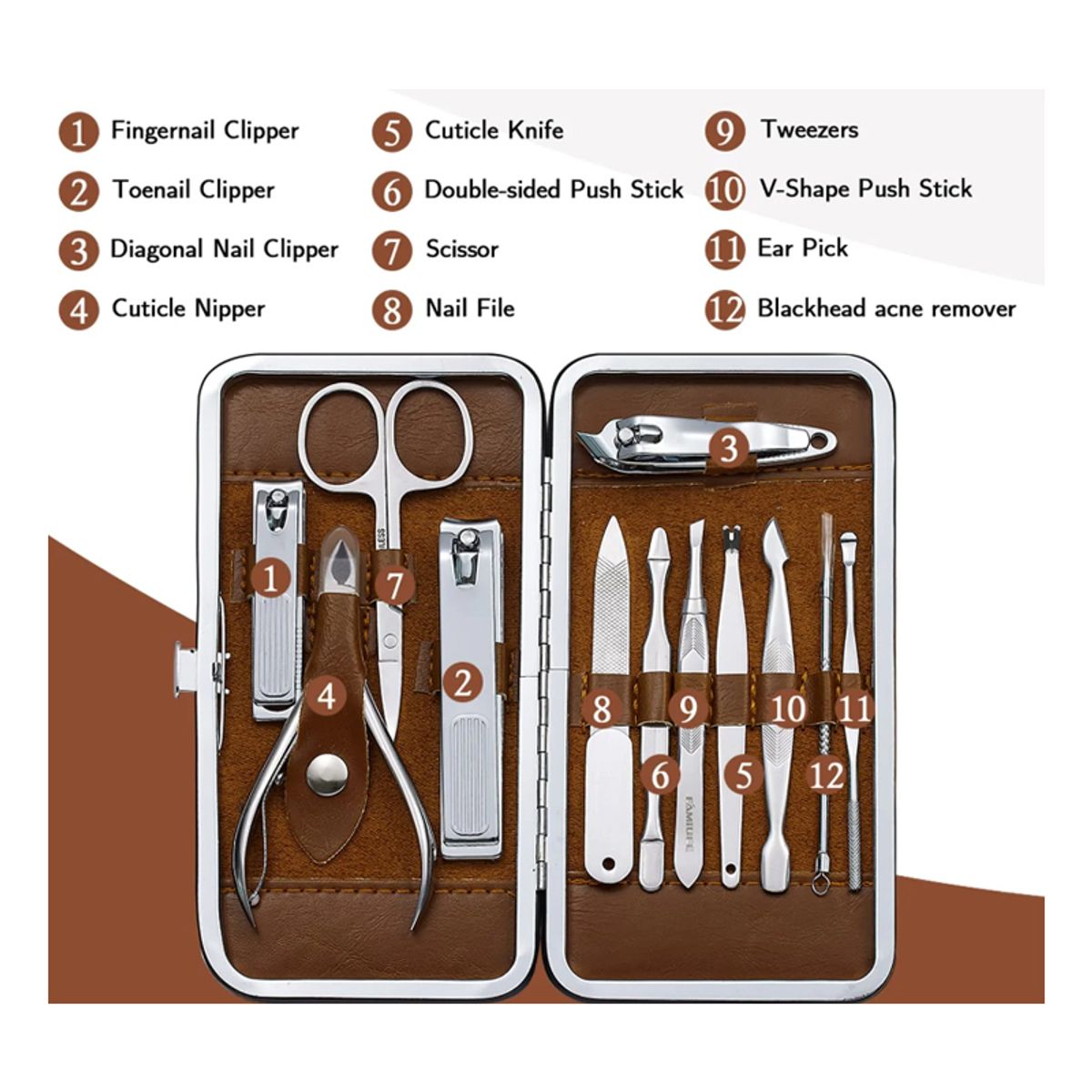 GENERICO - Kit Pulidor De Uñas Recargable + Set Manicure y Pedicure 12 piezas