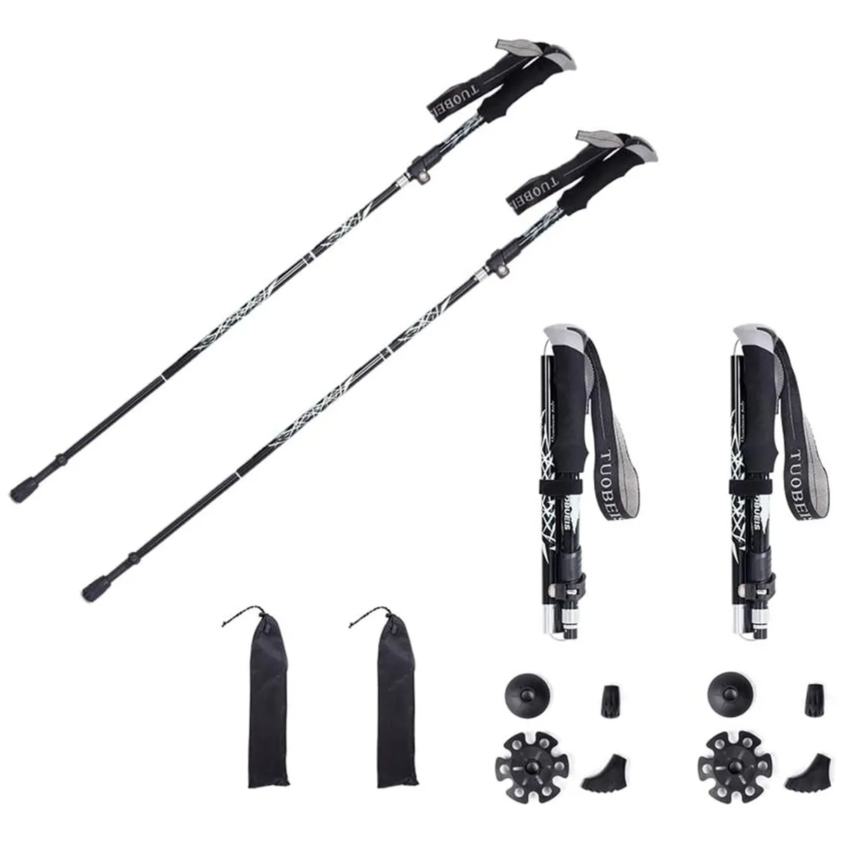 U BUY - Juego de dos bastones de trekking plegables para exteriores