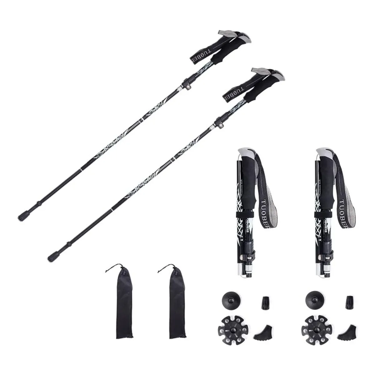 U BUY - Juego de dos bastones de trekking plegables para exteriores