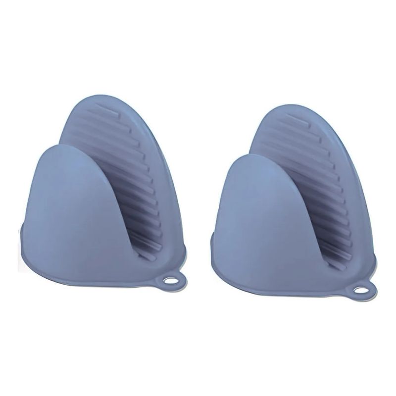 GENERICO - PAR DE MANOPLAS AZUL ACERO PARA COCINA HORNO ANTIQUEMADURA DE SILICONA