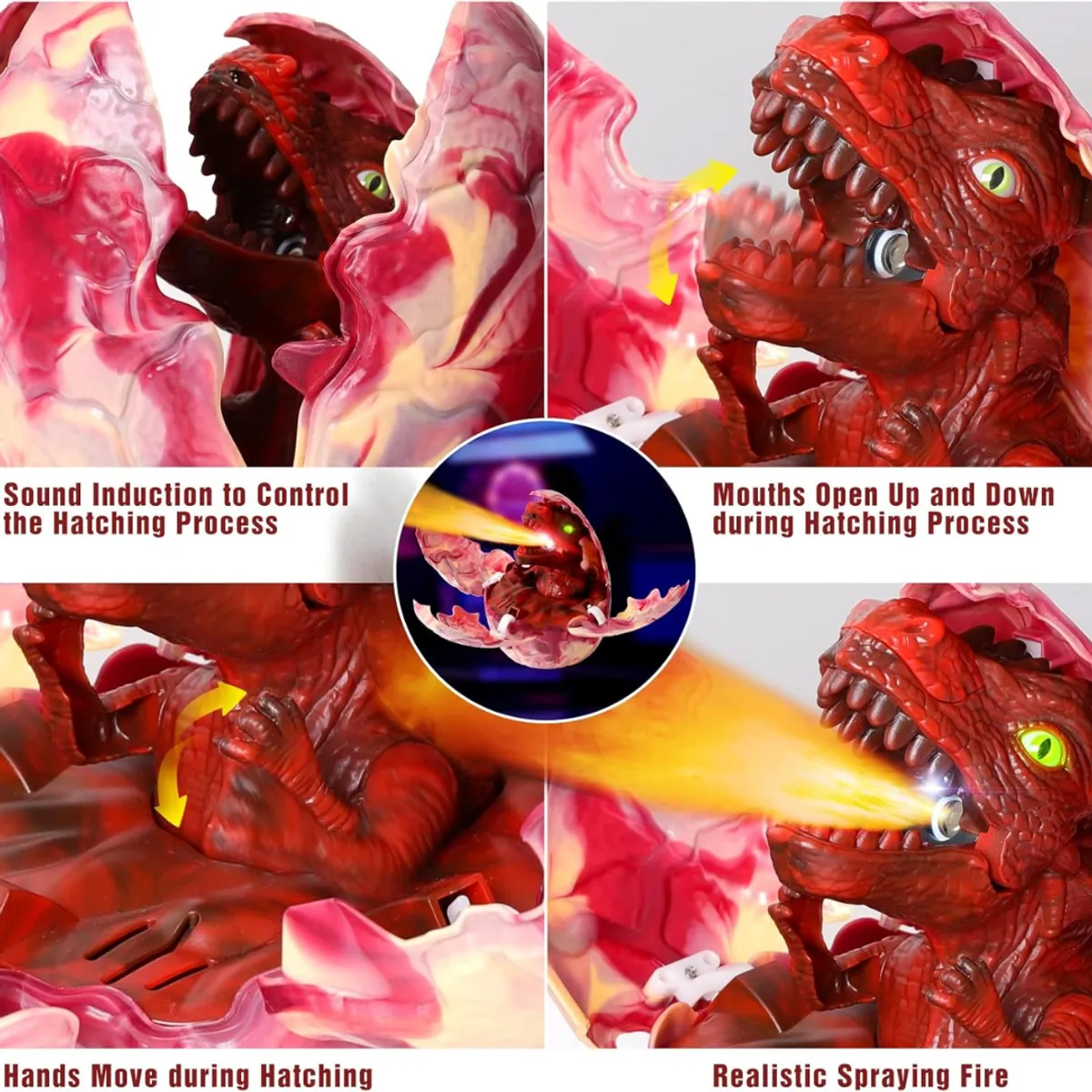 GENERICO - DINO HUEVO MORADO ELECTRÓNICO CON SONIDO BOTA HUMO LUCES REALISTA